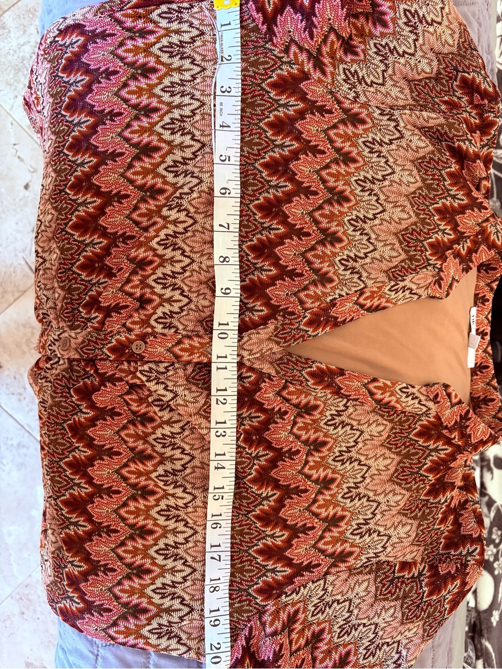 DR2 Rust Chevron-Print Button Front Blouse - Picture 10 of 11